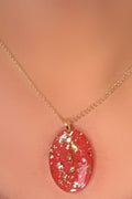 Red and Gold Glitter Pendant and Earring set