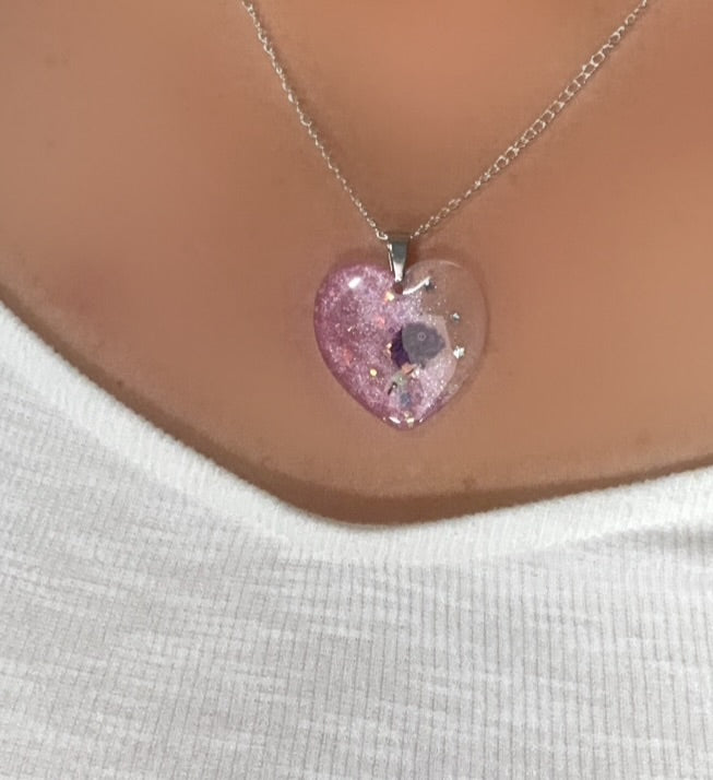 Pink Holographic Shaped Pendant and matching earrings