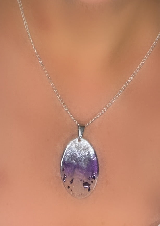 Purple glitter earring and Pendant set