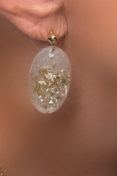 Pearl and Gold Glitter Pendant and earrings