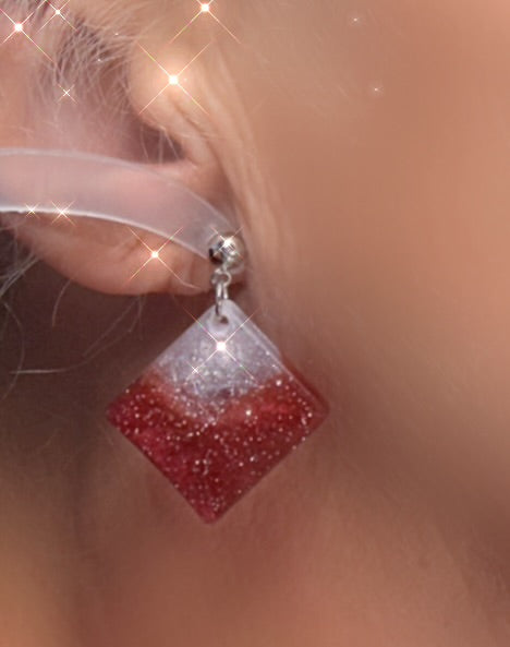 Burgundy Diamond shaped earrings earrings