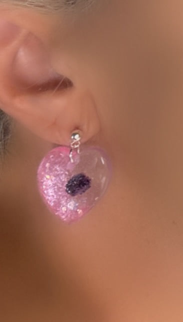 Pink Holographic Shaped Pendant and matching earrings