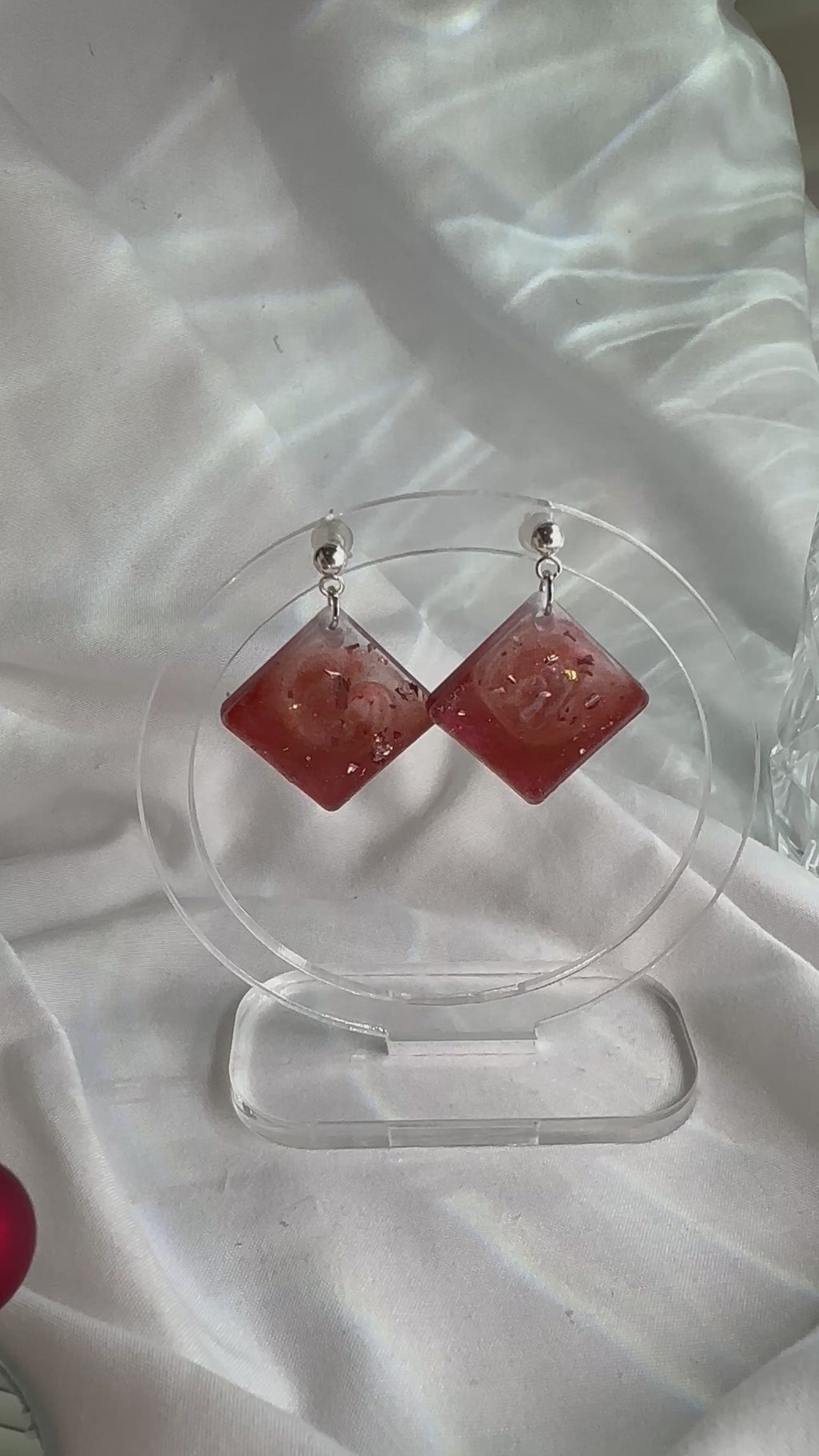 Burgundy Diamond shaped earrings earrings